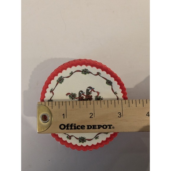 Vintage Christmas Geese Paper Coasters With Tin Potpourri Press Holiday 3.25" - Picture 7 of 15